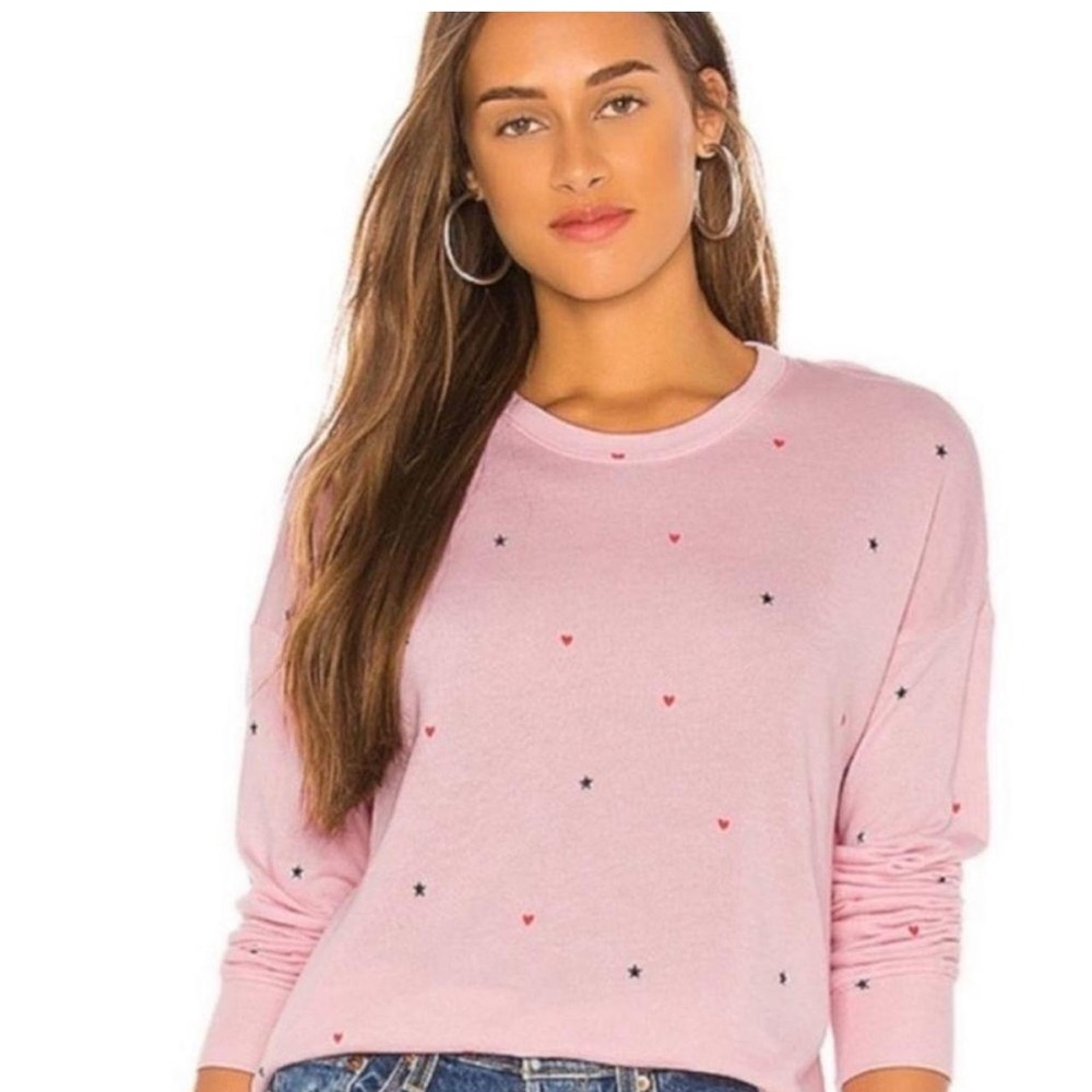 Sundry Pink Stars & Hearts Relaxed Fit Comfy Sweatshirt Size 3 (L)